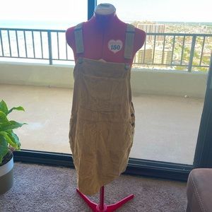 Dark mustard yellow corduroy overall dress